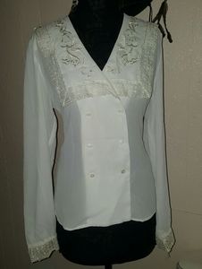 Vintage White Silk Blouse